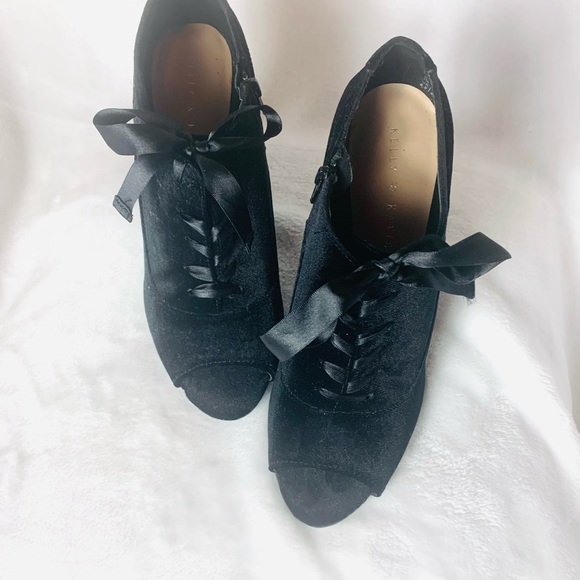 Kelly & Katie Black Velvet Peep Toe Bootie - Picture 9 of 9